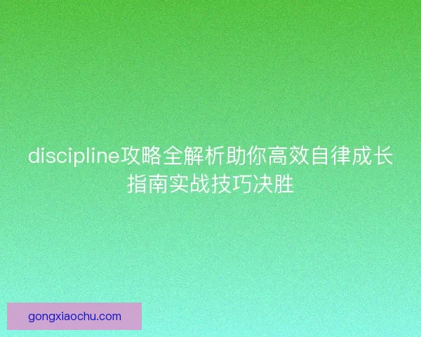 discipline攻略全解析助你高效自律成长指南实战技巧决胜